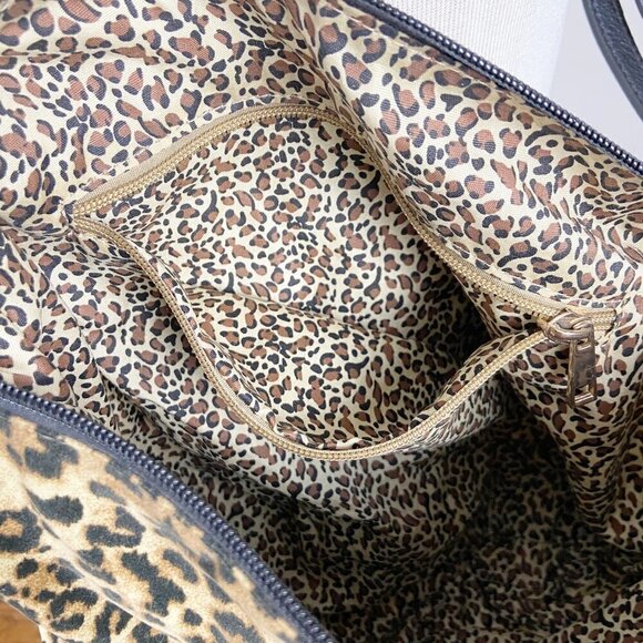 2-in 1 Vegan Leather Champagne Gray Tote & Animal Print Crossbody Bag - Picture 9 of 10